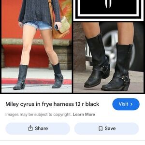 Frye Black Leather Harness Boots